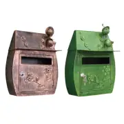 Wall Mount Mailbox with Key Lock Vintage Outdoor Metal Large Vertical Letter Box
