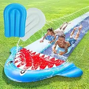 TOY Life Shark Inflatable Water Slide for Kids – 20ft * 4.6ft Giant Backyard Water Slide with Sprinklers & Splash Pool – Durable Outdoor Summer Fun for Boys & Girls