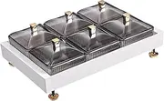 Serving Bowls Food Storage Container with Lids and Rack Caddy Serving Platter Condiment Tray for Living Room Party Wedding Candy Fruit, White (Color : White)