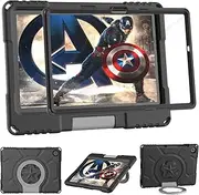 Samsung Galaxy Tab A9+ Case with Screen Protector, Patamiyar Shockproof Case with Handle Stand for Samsung A9 Plus Tablet (SM-X210/X216/X218) - Black