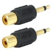 2x 3.5mm 1/8" TS Mono Male to RCA Female Audio Adapter Converter Connector Gold