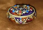 Folio Home Genuine Austrian Crystal Brown Enamel Trinket Pill Ring Stash Box