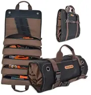 Heavy-Duty Waxed Canvas Tool Organizer, 15-Pocket, 15L Capacity, Roll-Up