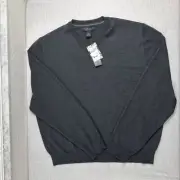 NWT Bloomingdale's Men's Pullover Sweater XXL Gray 100% Merino Wool Long Sleeves