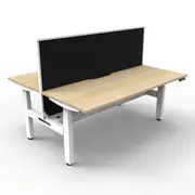 1800Mm Workstation With Screen And Cable Tray Natural Oak And White