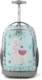 [Tilami] Rolling Backpack with Trolley Wheeled Design, Cute Cartoon Printed for Boys and Girls, Travel, School, Student Trip, Alpaca, 18 inch, Laptop, Alpaca, 18 inch, Laptop