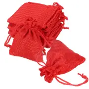 20 Pcs Burlap Bags with Drawstring, 2.8 x 3.5 Inch Favor Sacks, Red