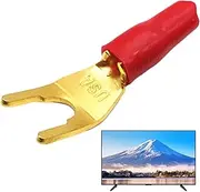 Speaker Spade Plug Connectors | Y Plug Spade Connector - Gold Plated Screw Locking Adapter for Speaker Wire, Home Theater, Audio Receiver, Video Receiver