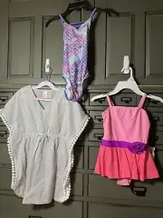 Girls Size 6 Swimsuit Lot Beach Lingo With Tags Target Used Cover Up New W/o Tag