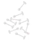 10pcs Clear Acylic Labret Cheek Piercing Tongue Barbell Retainer 18G