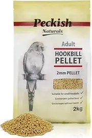 Peckish Adult Hookbill Pellet 2mm 2kg, Natural Colour - Balanced Diet for Small Adult Hookbills, Supports Optimal Health, Enriched with Essential Vitamins and Minerals - Ideal for Everyday Feeding.