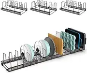 (3 Set) Puricon Pot Pan Rack Organizers, 5 Adjustable U-shaped Dividers 4 Anti-slip Silicone Pads (Each Set) Pots Lids Pans Holder for Kitchen Bakeware Cupboard Pantry Cabinet Shelf –Bronze