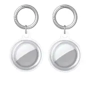 2 PCS Clear Case Cover Keyring Location Tracker Sleeve Shell for Apple AirTag