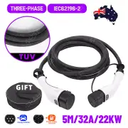 Type2 to Type2 EV Charging Cable 32A/480V for 22KW 3phase Public Quick Charging
