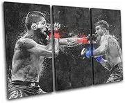 Bold Bloc Design - UFC Grunge Khabib Nurmagomedov Sports 150x100cm Treble Canvas Art Print Box Framed Picture Wall Hanging - Hand Made in The UK - Framed and Ready to Hang 13-9632(00B)-TR32-LO-D