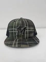 Florida Marlins New Era Trucker SnapBack Adjustable Plaid Camo Cap Hat
