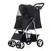 Black Pet Stroller Pram Dog Cat Carrier Cage Travel Pushchair Foldable Puppy Trolley