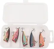 Baxnore Top Water Popper Fishing Lures with Noise Beads, Metal Plastic Bait Set Storage Box, Long Cast Saltwater Freshwater Swimbait for Fishing Part