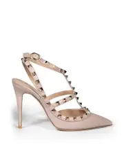 Taupe Leather Rockstud 100 Pumps