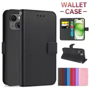 For iPhone 16 15 14 13 12 11 XR Pro Max 8 7 Plus Leather Flip Wallet Case Cover