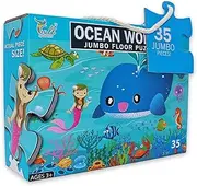 Floor Jigsaw Puzzle for Kids Ages 3-5,Ocean World Jumbo Puzzles,35 Pcs Pre-School Educational Puzzle Toys for Children Box Gift Girls Boys(Finish 62 * 46cm)