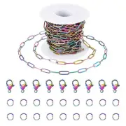 1 Set Rainbow Stainless Steel Paperclip Chains Bracelets Necklaces Making Kits