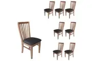 Divano Fairmont 8pc Set Dining Chair PU Leather Seat Slat Back Solid Oak Timber Wood