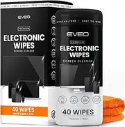 EVEO Electronic Screen Cleaner [40 Wipes] Streak-Free Computer & TV Screen Cleaner - Microfiber Cloth + Wipes