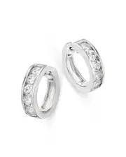 Bloomingdale's Fine Collection Diamond Channel Set Small Hoop Earrings in 14K White Gold, 1.50 ct. t. w.
