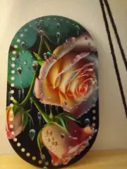 Beautiful 25*15cm oval retro flower printed acrylic bag base for handbag making