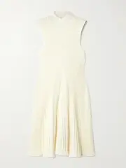 [Chloé] Chloé - Ribbed Wool-blend Turtleneck Mini Dress - White - small small White