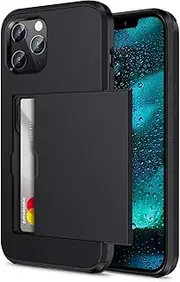 ZUSLAB iPhone 12 Mini Slide Armor Card Holder Case Protective Shockproof Hard Back Cover for Apple (2020) - Black