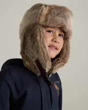 [Miscellaneous] Miscellaneous Toddlers' Cosy Fur Trapper Hat in Grey/Brown One Size Grey/Brown