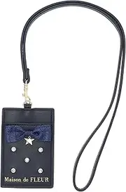 Maison de FLEUR(メゾン ド フルール) Maison de Fleur Pass Case, Lame Ribbon Pass Case, Navy, one Size