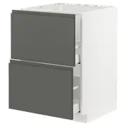 METOD / MAXIMERA base cab f sink+2 fronts/2 drawers, white/Voxtorp dark grey, 60x60x80 cm