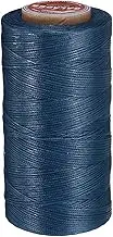 uxcell Flat Leather Sewing Waxed Thread, 270m / 295 Yards Polyester Wax String, 150D Wax Stitching Cord for Leather Crafts, Bookbinding, Bracelets Braided, Blue