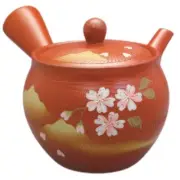 Teapot Kyusu Tokoname - AKIRA - Orange - 400 ml cc - Stainless Infuser - Sakura
