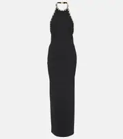 [Galvan] Galvan Globe-embellished halterneck dress AU 8 black
