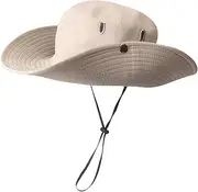 [Ｗoowayo] Sun Hats for Women Uv Protection Breathable Cowboy Hat Sun Hat Hat Fishing Hat UPF 50 Wide Brim Hat with Adjustable Strap Foldable Sun Hats for Women Men Hiking Fishing Camping Beige