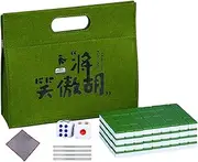 Mahjong Game Set,Small Travel Mahjong Pack | Mahjong Board Game, Family Mahjong Game Includes Tablecloth, Carrying Bag, Dice, Tile Ruler for Family Leisure Time