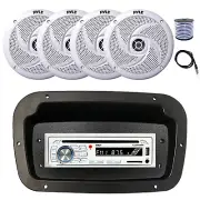 Pyle Marine CD Radio,Adapter,Spa Bezel, Antenna,Wire, 4x 8'' 320W White Speakers