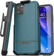 Encased iPhone 11 Pro Max Belt Clip Holster Case (2019 Rebel Armor) Heavy Duty Protective Full Body Rugged Cover with Holder (Turquoise Blue)