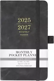 2025-2027 Monthly Pocket Planner/Calendar - 3 Year Monthly Planner with Faux