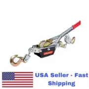 2 Ton Heavy Duty Hand Cable Puller 2 Hooks Pulling Come A Long Gear Steel Cable.