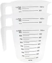 Plastic Measuring Jug 1000ml Clear Plastic Jug with Scale, Measuring Cups & Jugs with Pitcher 3PCS Stackable Large Measuring Cup with Handle for Mix Paint, Resin, Epoxy, Kitchen Tools-
