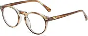 LJCZKA Blue Light Filter Glasses Round Men Women Round Glasses Without Prescription Retro Anti Blue Light Glasses Round Computer Glasses, Brown Stripes