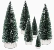 Mini Christmas Trees Bottle Brush Resin Chassis Small Tabletop 6 Pack Decor Xmas