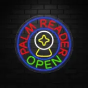 Palm Reader Open Sign for Retail Displays | LED Flex Neon | 26" W x 26"H x 1"D