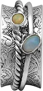 [MOONEYE] Spinner Ring|| 925 Sterling Silver Magical Hammered Spin Band Ethiopian Opal Meditation Fidget Ring