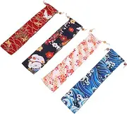 [LABRIMP] 4Pcs Retro Hand Fan Bags Drawstring Storage Pouches for Folding Fans Lightweight Compact Design Versatile Storage for Handheld Fans Straws Jewelry